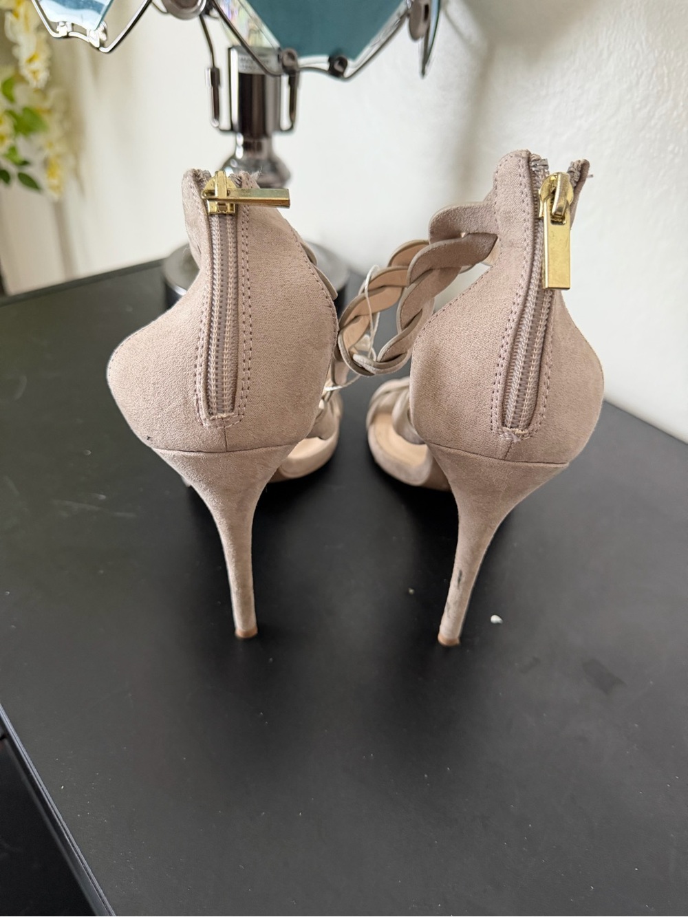 Target Taupe Suede Strappy High Heel Sandals